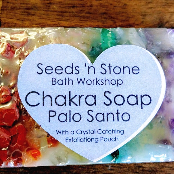 Chakra Healing Soap with Crystal Catching Exfoliating Pouch