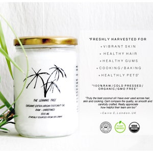 Natural Raw, Organic Pure Unrefined Extra Virgin Coconut Oil Cold Pressed Freshly Harvested By Humans, Brides Gift image 4