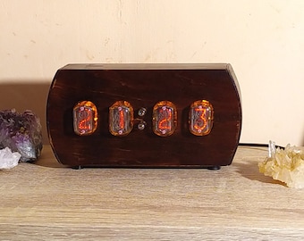 Nixie Tube Clock IN 12, 4 Digit Tubes Amber, Bedroom Nixie clock, Desk Clock, Alarm Nixie Clock, Anniversary Gift, Mens Gift, Husband Gift