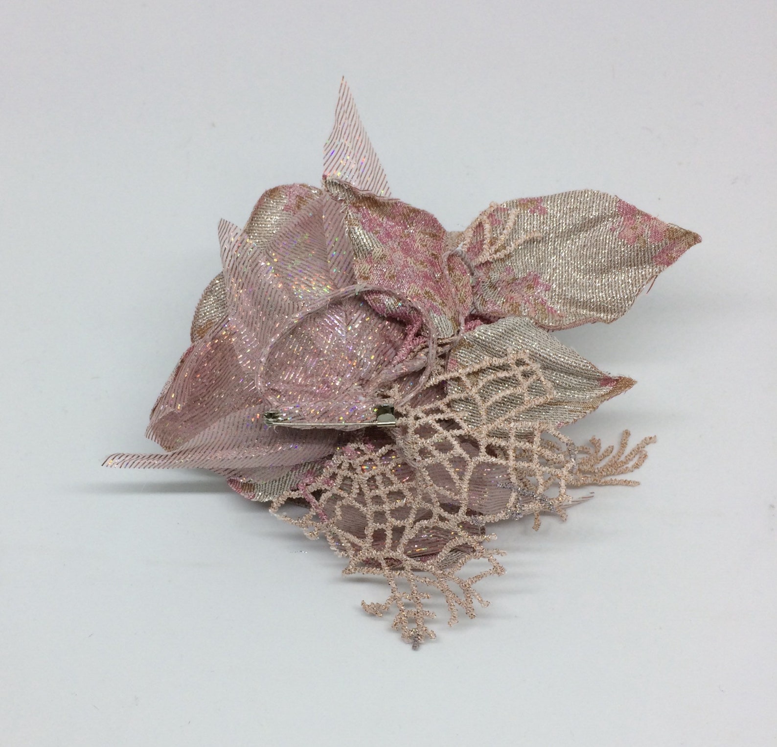 12 Pezzi Fiore Rosa In Tessuto Per Abito Spilla Bavero Petto - Foto 4