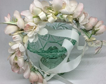 Chaplet for bride with handmade silk flowers