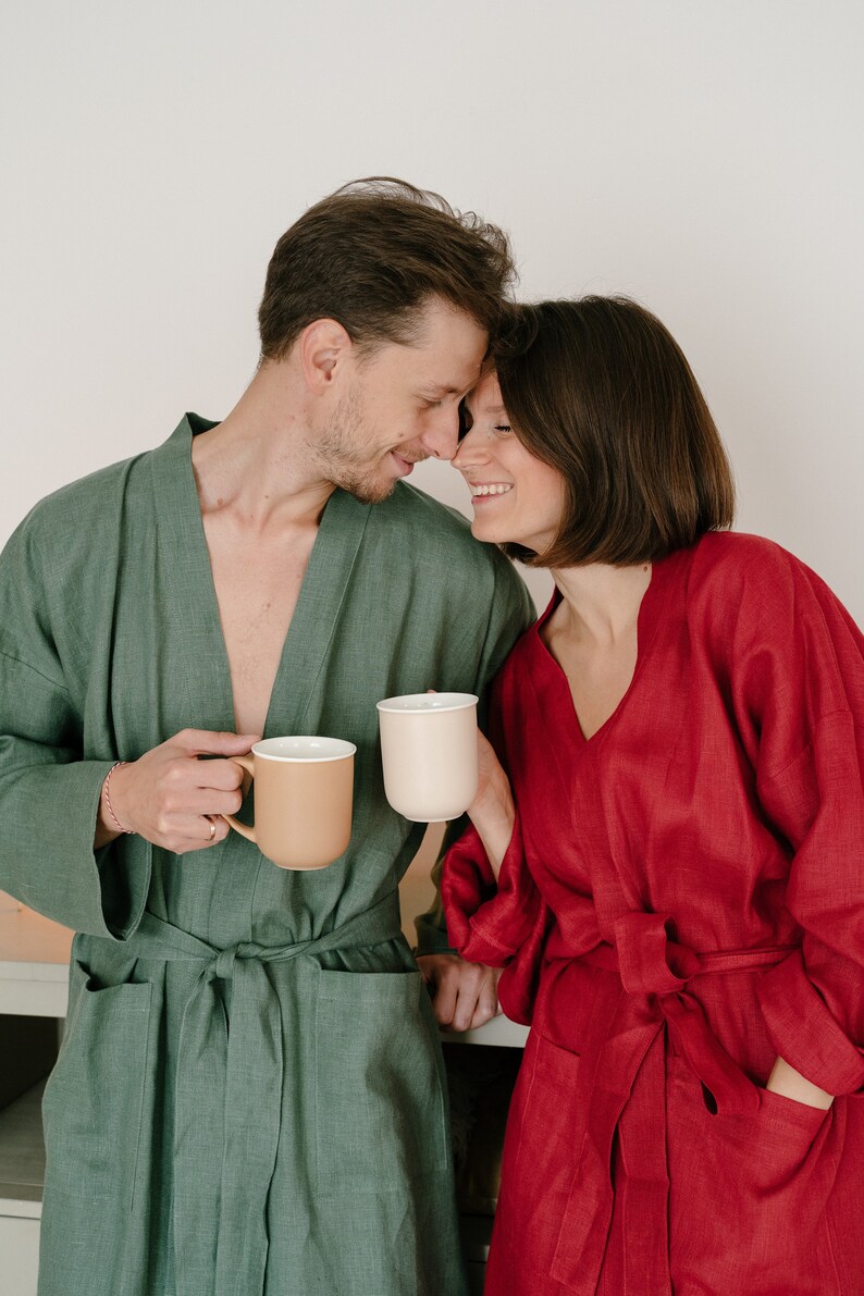 Linen Couples Robes Kimono Dressing Gown Ethical Clothing Etsy