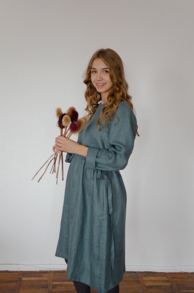 Linen Shift Dress Maternity Dress Sustainable Clothes Pregnancy Dress Linen Dresses for Women Loose Linen Dress