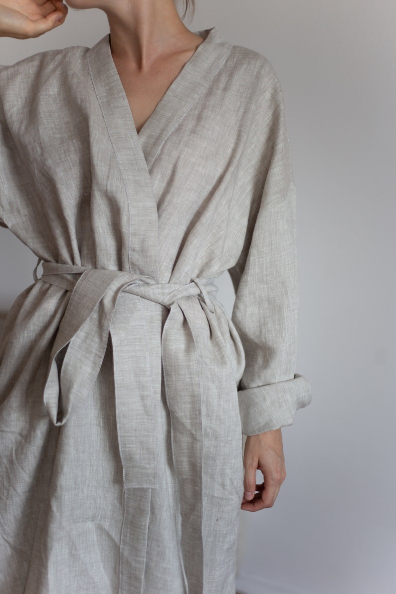 Linen Kimono Dressing Gown / Linen Bathrobe / Kimono Jacket Etsy