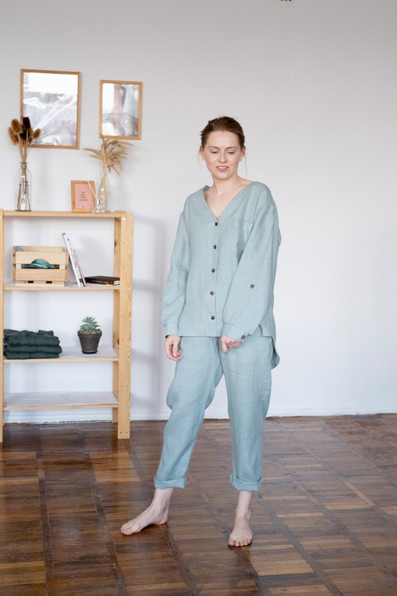 Linen Pyjama Pajamas Women Linen Sleepwear Luxury | Etsy