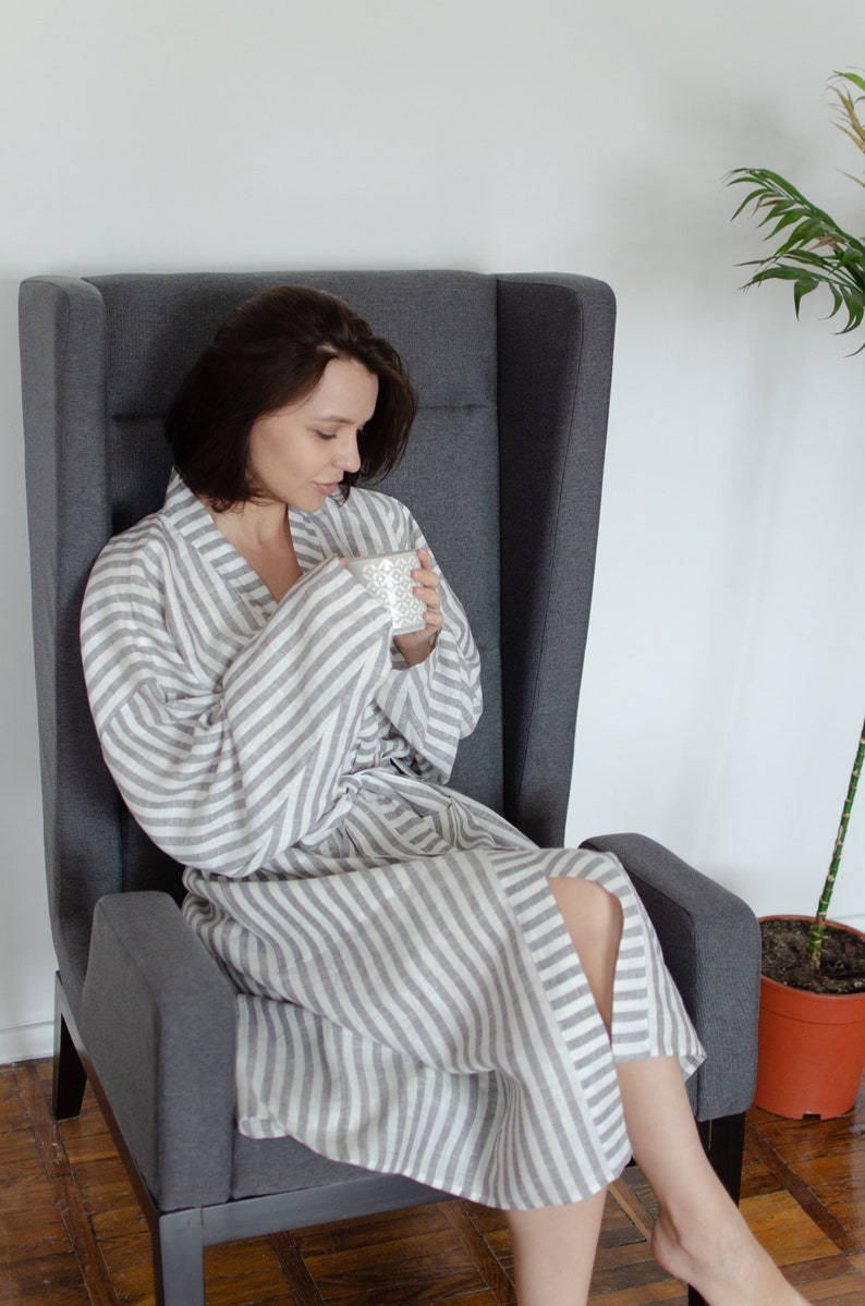 Kimono Dressing Gown Linen Nightgown Sustainable Clothes