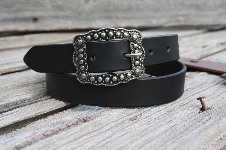 Women/'s Full Grain Buffalo Leather 1 inch Belt