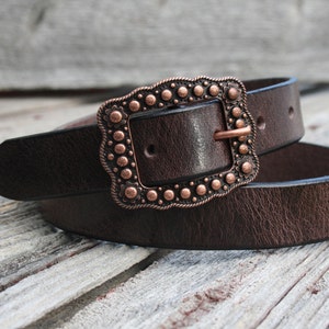 Women's Full Grain Buffalo Leather 1 inch Belt