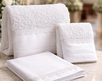 Handmade Christening Undergarment Set, Greek Orthodox Baptismal Clothes, Cotton Voile Lace Trim