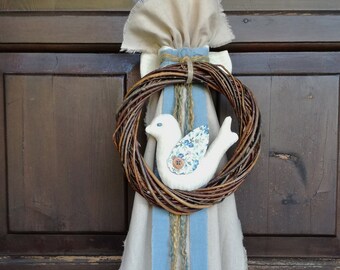 Baptism/Christening Candle/Lambada/Baptism Lambatha/Linen Fabric Bird Candle/Greek Orthodox Baptism