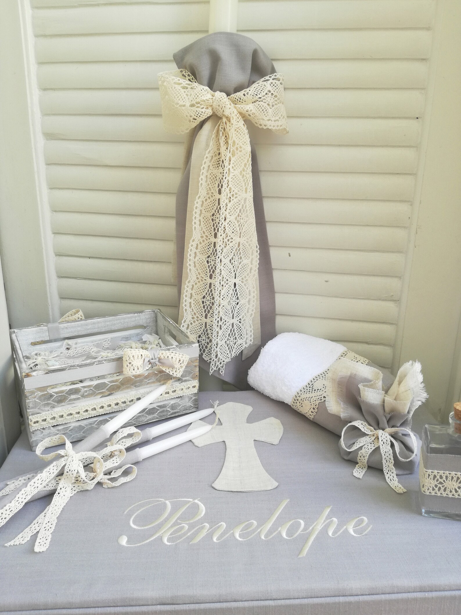 Baptism/christening Candle/lambada/baptism Lambatha/linen and Etsy