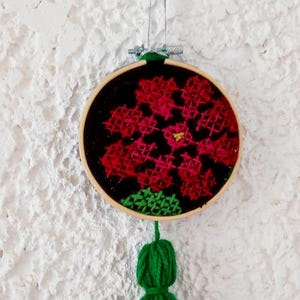 Hand Embroidered Hoop Art: Greek Folk Cross Stitch Decor