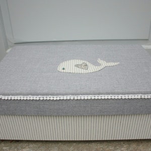 Baptism/Christening Box Carriage/Baptism Fabric Keepsake Box/Christening Box/Linen Fabric Storage Box/Little Whale Fabric Box
