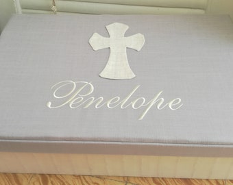 Carrosse personnalisée pour carrosse/boîte de baptême/boîte souvenir en tissu de baptême/boîte de baptême/boîte de rangement en tissu de lin/boîte romantique en tissu de dentelle