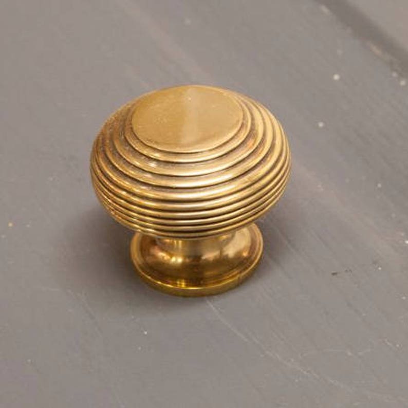 Solid Brass Beehive Reeded Knob Etsy