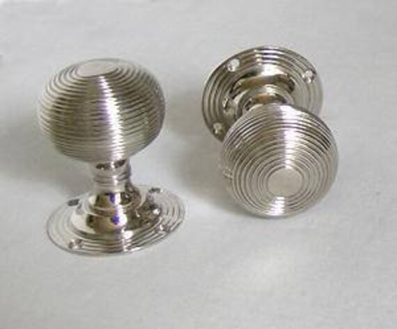 Polished Nickel Silver Beehive Mortice Door Knobs Etsy