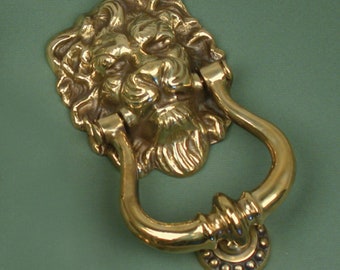 Aged Brass Lion's Head Door Knocker