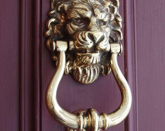 Antique Brass Lion's Head Door Knocker