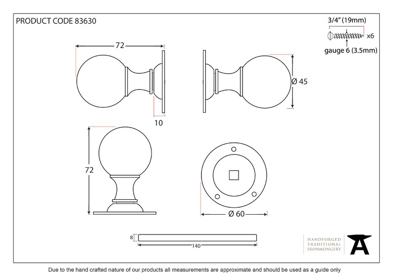 Solid Polished Brass Round Ball Door Knobs