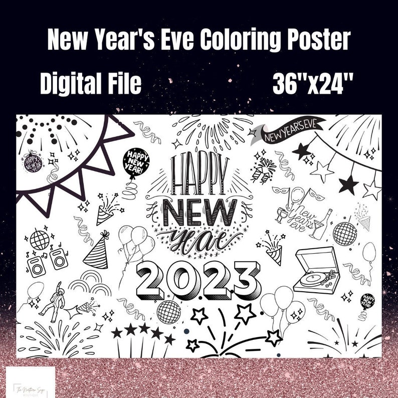 GIANT New Year's Coloring Poster Etsy