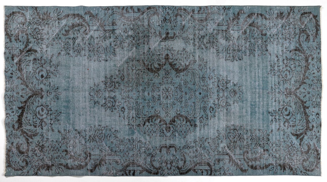Over Dyed Blue Rug Colour Reformed Blue Rug Turkish Blue Etsy