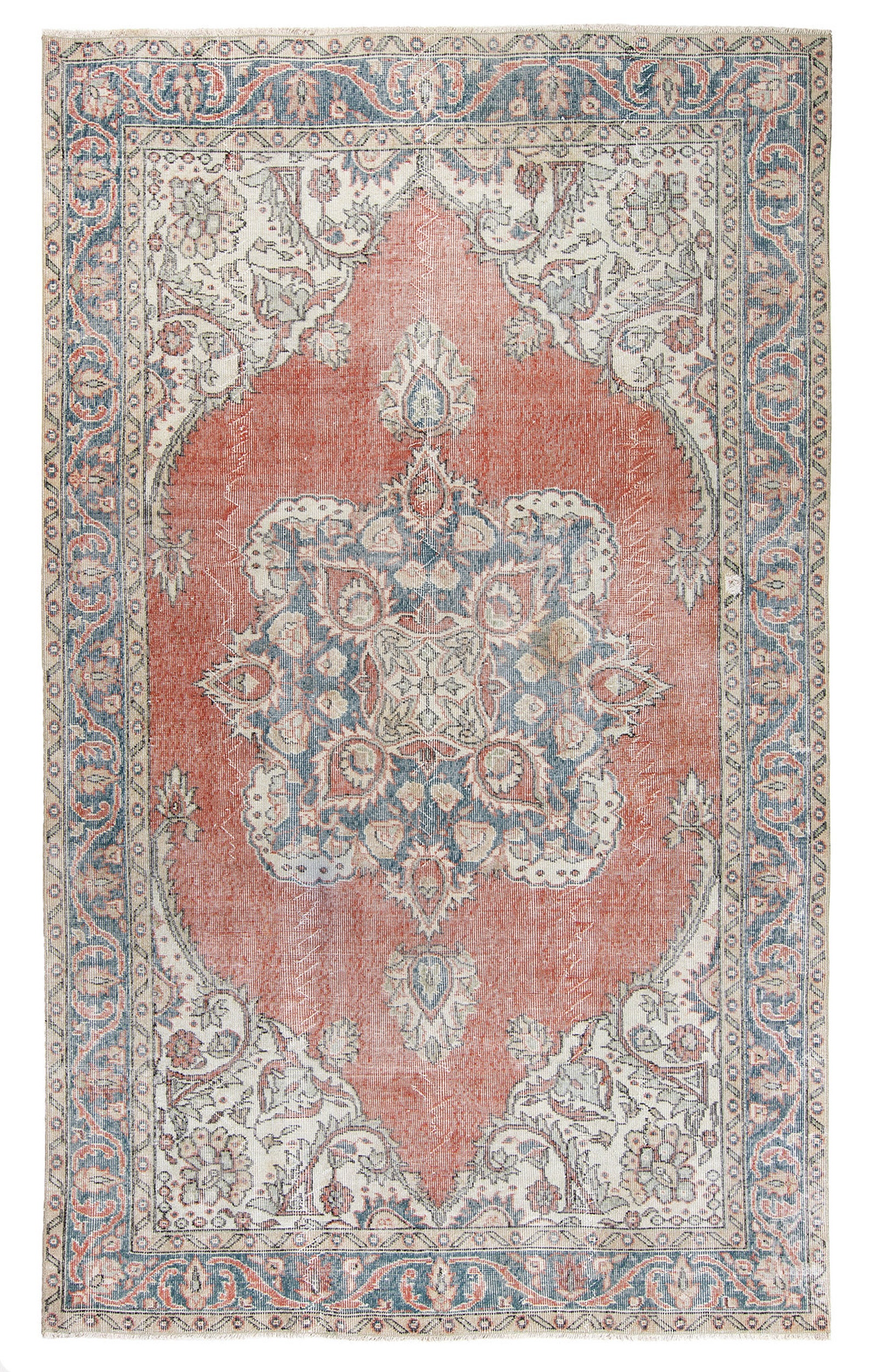 Turkish Vintage wool area rug with diamond patternFaded Etsy