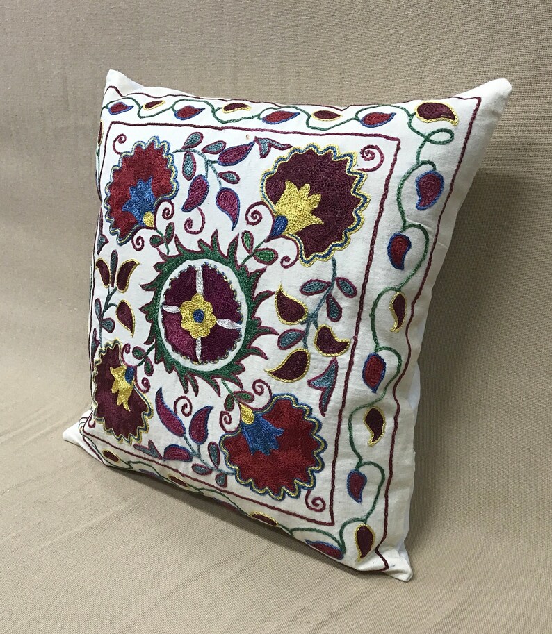 Silk Pillow, Uzbek Pillow, Handmade Pillow, Hand Embroidered Cushion