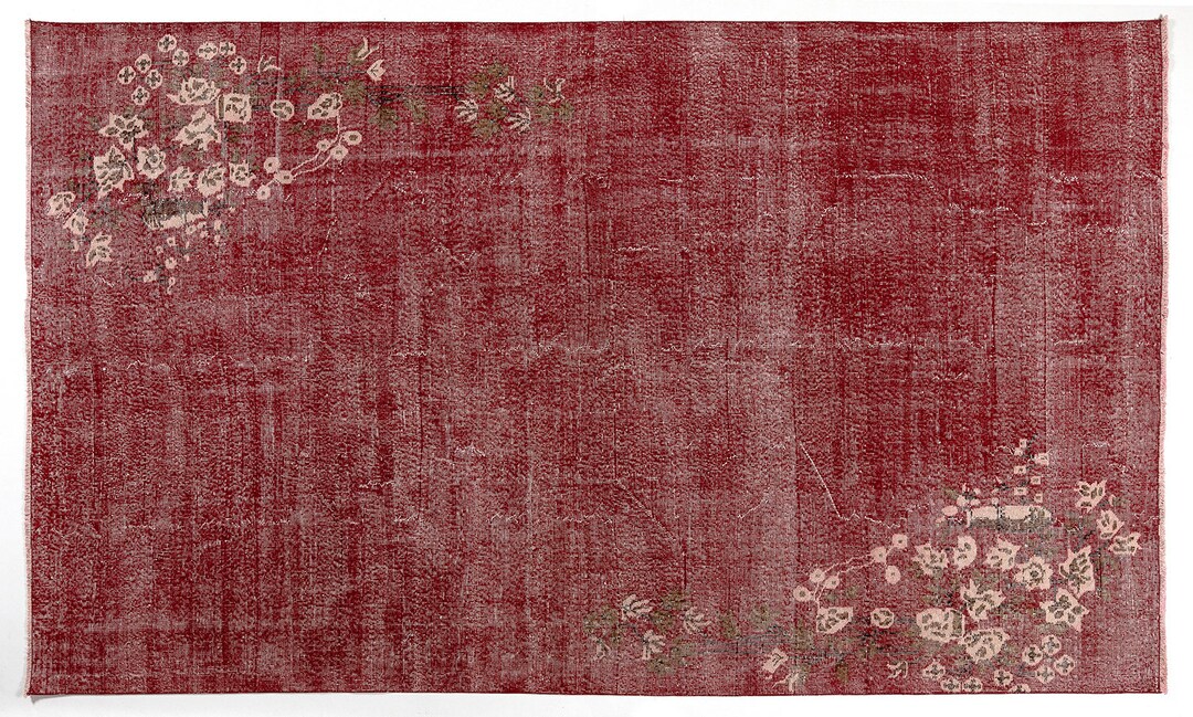 Vintage Red Rug Vintage Floral Area Rug Turkish Floral Etsy