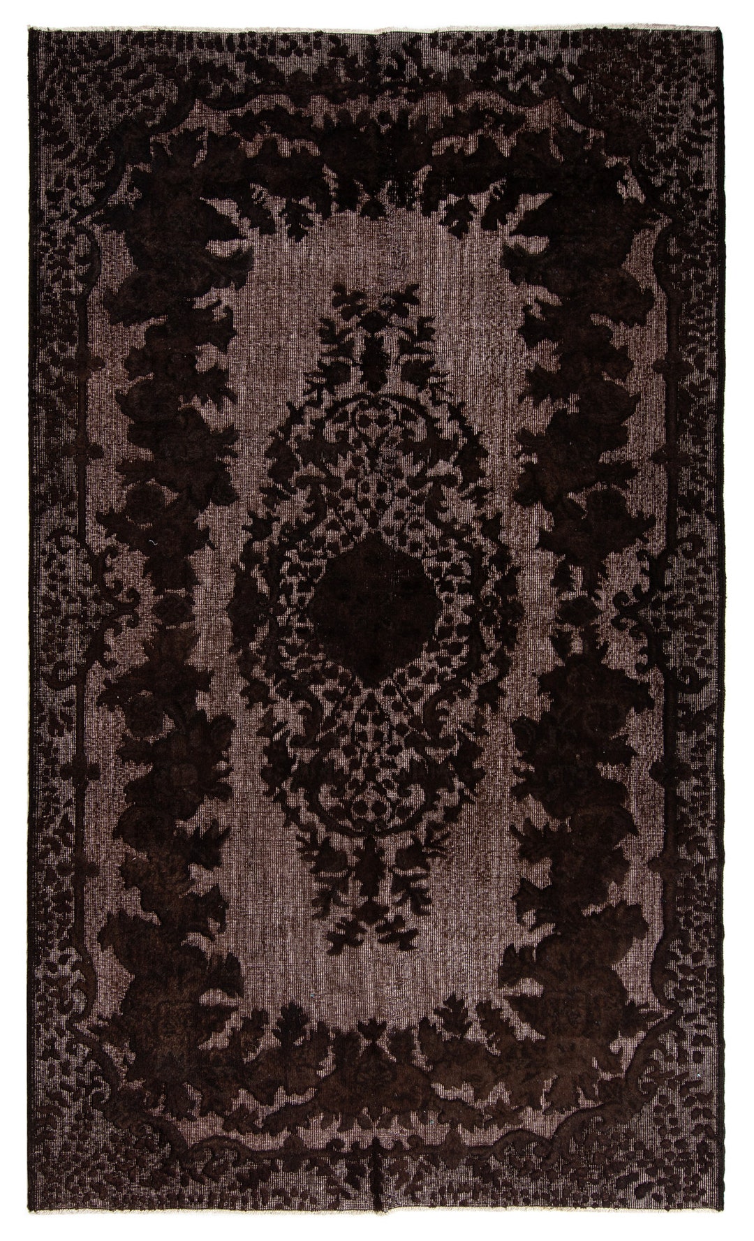 Hand Carved Dark Brown Rug Overdyed Dark Brown Area Rug Etsy