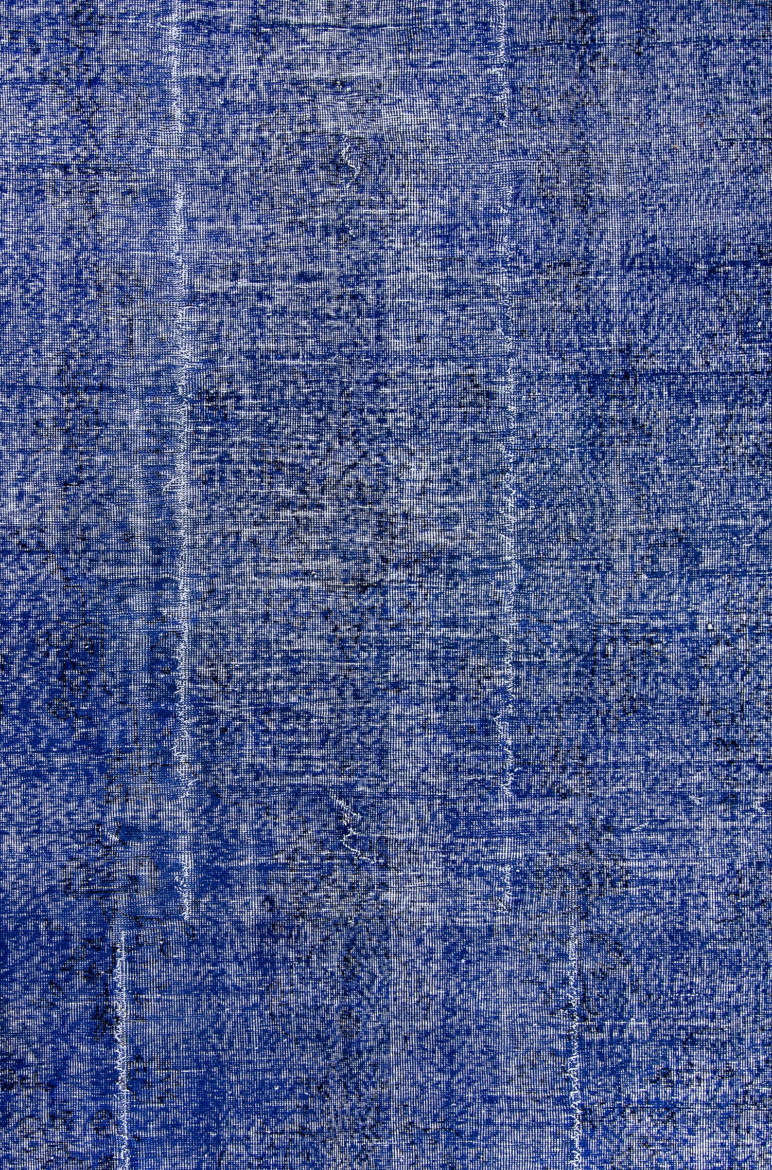 Navy blue Rug vintage over dyed solid blue carpet living Etsy