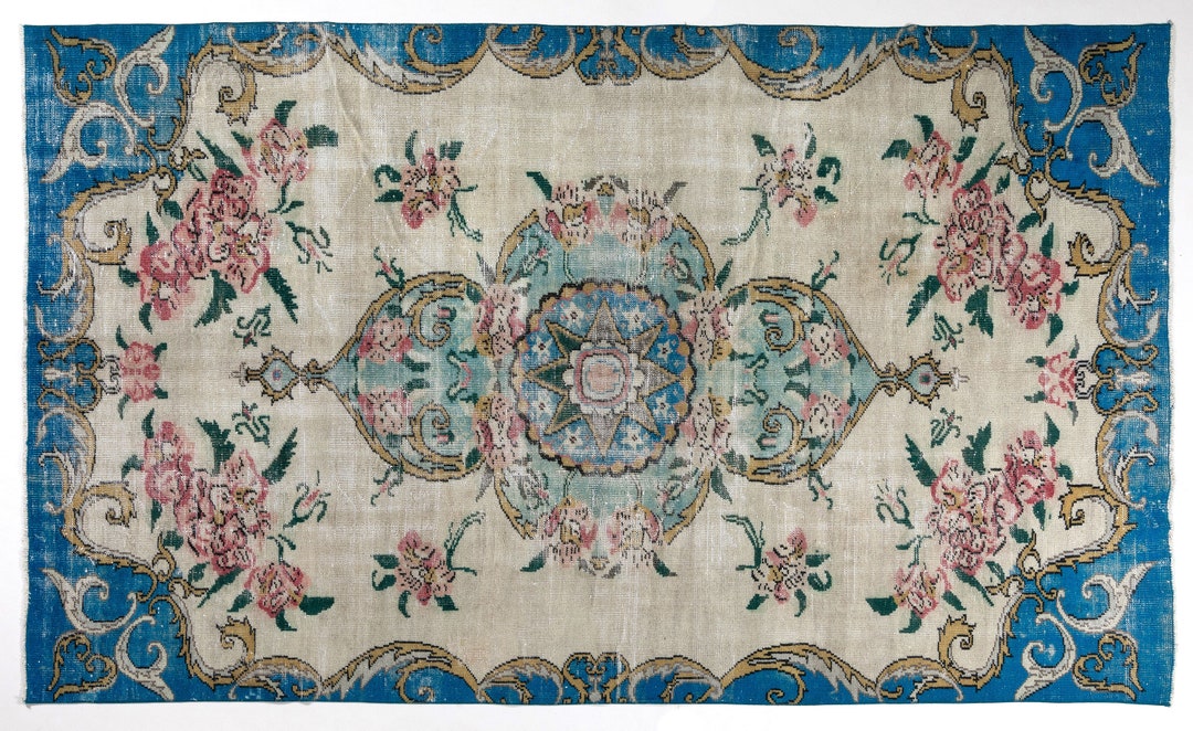 6x10 Vintage Floral Rug, Flowers Pattern Rug, Turkish Carpet, Ottoman