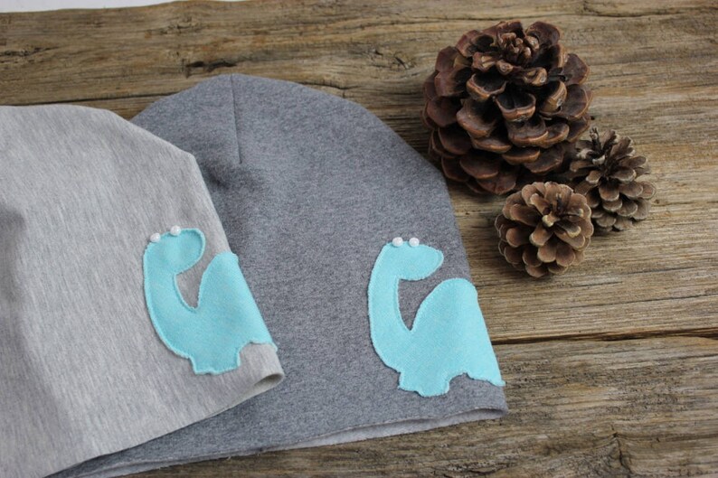 Winter soft Cap-childadult cap with dinosaur application-soft cotton sweatshirt-Slouchy winter beante Cap