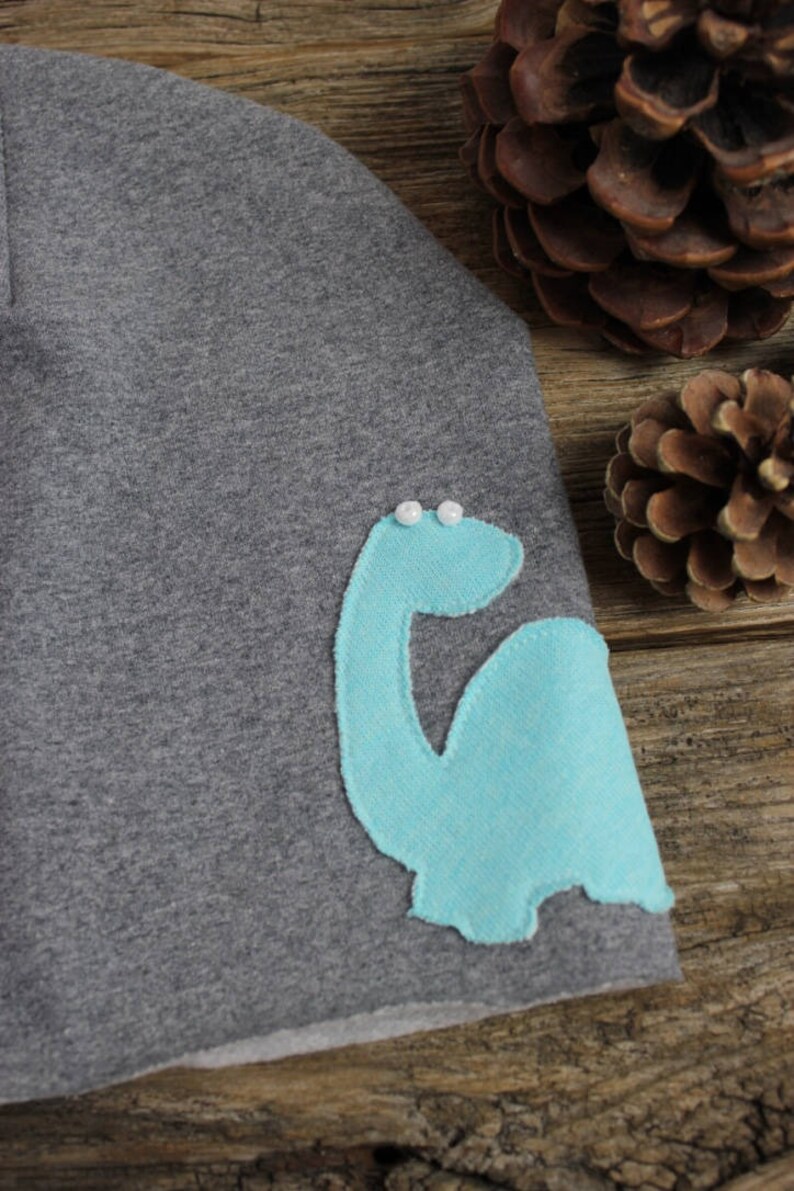 Winter soft Cap-childadult cap with dinosaur application-soft cotton sweatshirt-Slouchy winter beante Cap