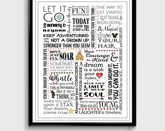 Disney Printable Typographic Disney Print Disney Gift Etsy - 