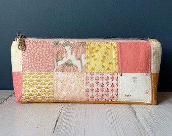 Knitting pouch, crochet pouch, zipper pouch, zipper pencil case, patchwork zipper pouch