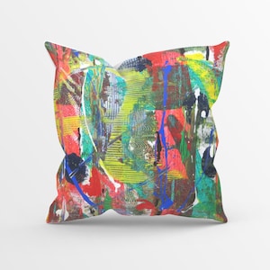 Islington, Luxury Vegan Suede Cushion, Modern Abstract Sofa Cushion, Colourful Contemporary Art Designer Pillow, Housewarming Cushion