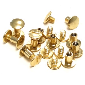 10 pack 1/4&quot; Solid Brass Gold Chicago Screws Leather Repair Screw Post Fastener