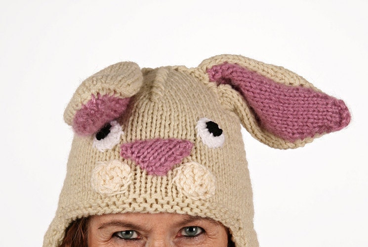 Cap animal for children - UNIKAT - handmade funny winter hat in rabbit shape
