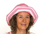 striped crochet hat with brim (crocheted, women's hat, summer hat, sun hat)