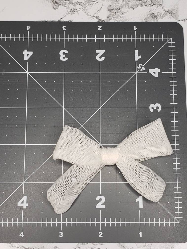 Alligator Clip or Nylon Headband White Dots Small Bow