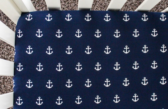 Navy Anchor Crib Bedding Fitted Crib Sheets Baby Bedding Etsy