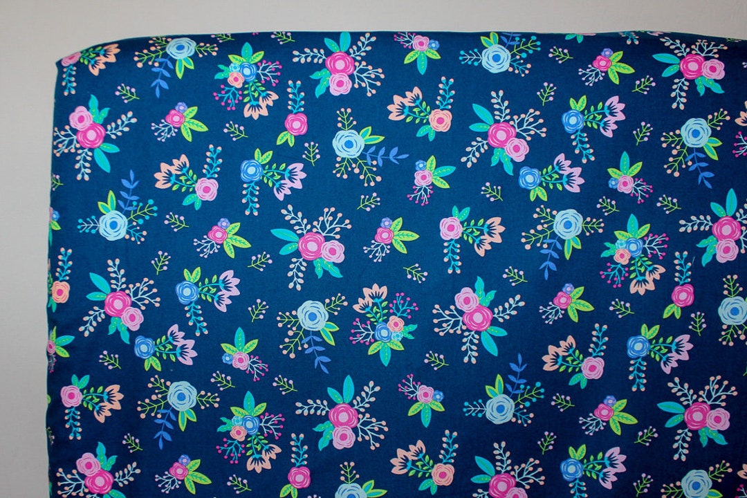 Navy & Pink Floral Baby Bedding. Navy Floral Crib Bedding. Navy Floral Nursery. Etsy