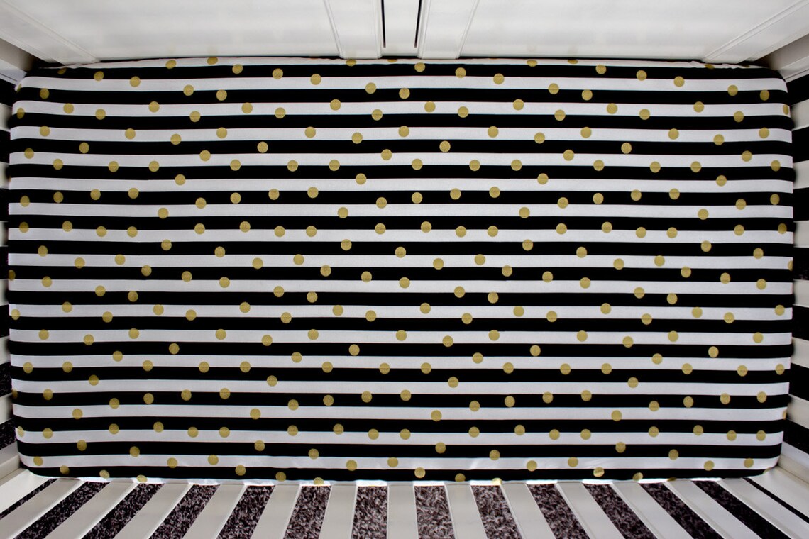 Gold Foil Polka Dot Fitted Crib Sheet. Baby Bedding. Crib Etsy