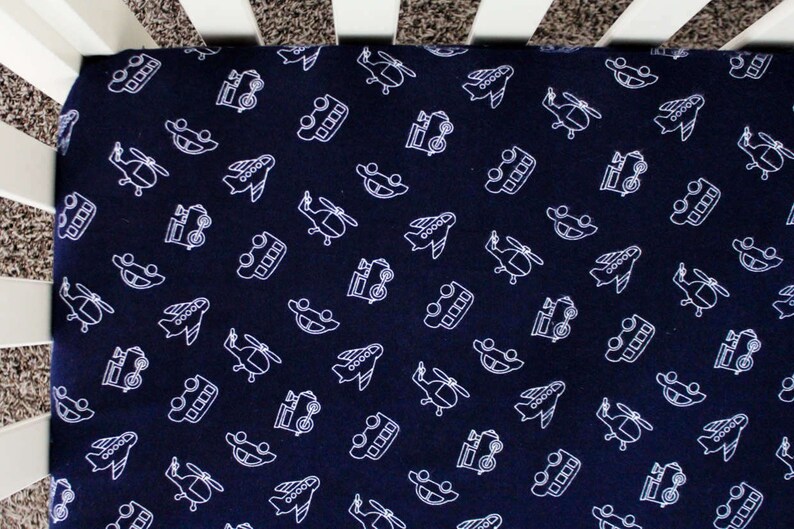 Navy Planes Trains Automobiles Fitted Crib Sheet Bedding Baby Sets