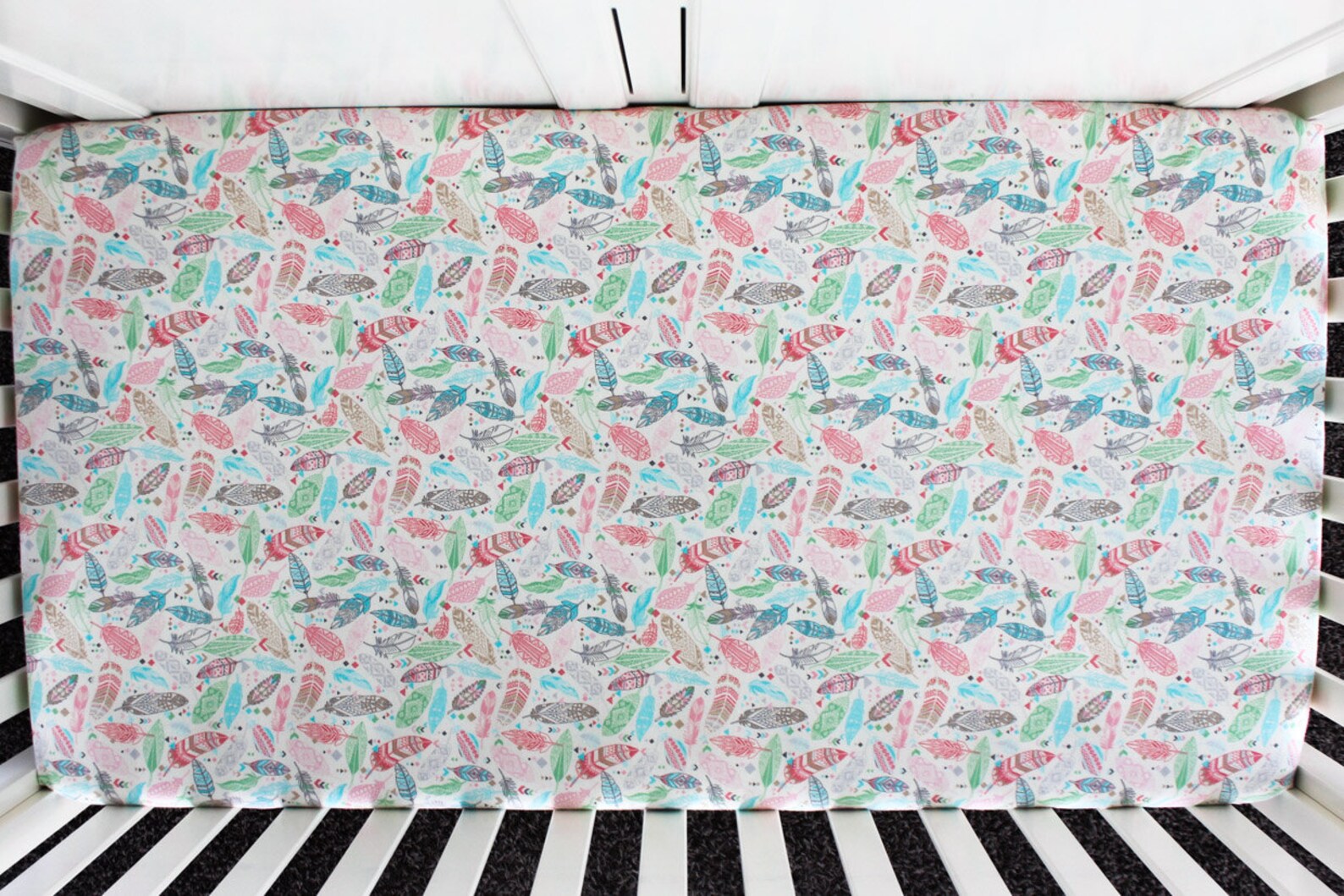Pastel Feather Flannel Crib Bedding. Baby Bedding. Flannel ...