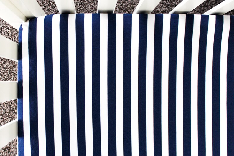 Navy And White Striped Fitted Crib Sheet Baby Bedding