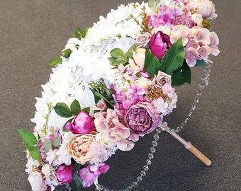 Ombrello da sposa Ombrellone da sposa floreale per matrimoni Decorazioni per vetrine Vetrina Estate primavera Nozze Accessori Ombrelli 