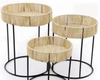 Side Tables Set Of 3 Boho Home Decor Tables Woven Side Table Assorted Size