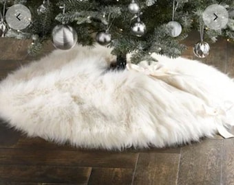 Fur ChristmasTree Skirt 100cm Festive Seasonal Christmas Tree Cover Home Decor