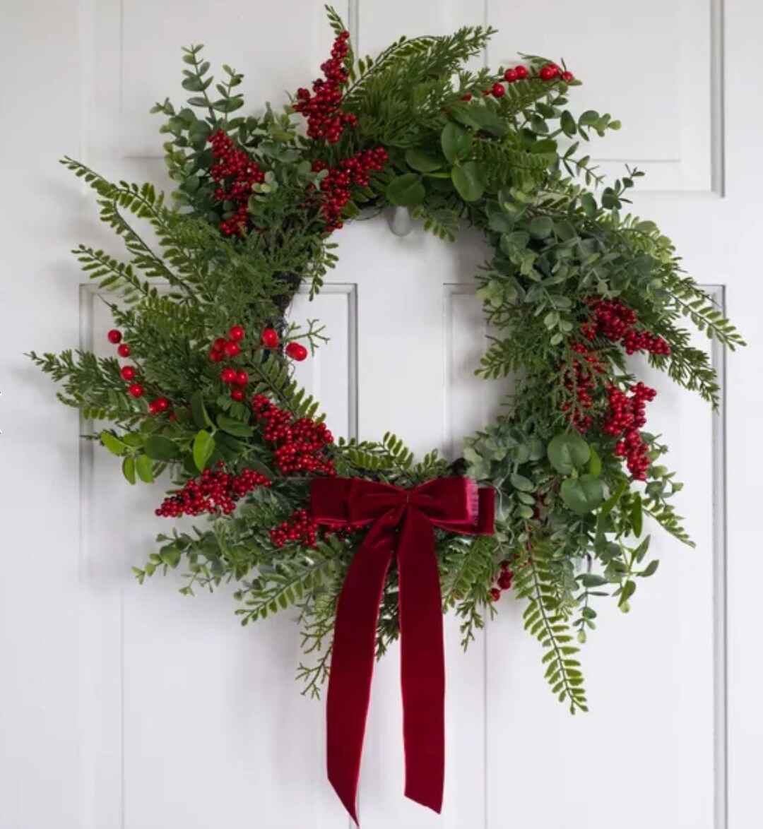 Christmas Eucalyptus Wreath With Berries 55cm Xmas Festive Winter